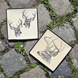 Vide-poches en porcelaine, chevreuil, beige et noir