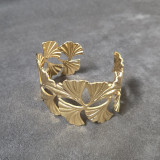 Bracelet manchette design feuilles de ginkgo