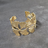 Bracelet manchette design feuilles de ginkgo