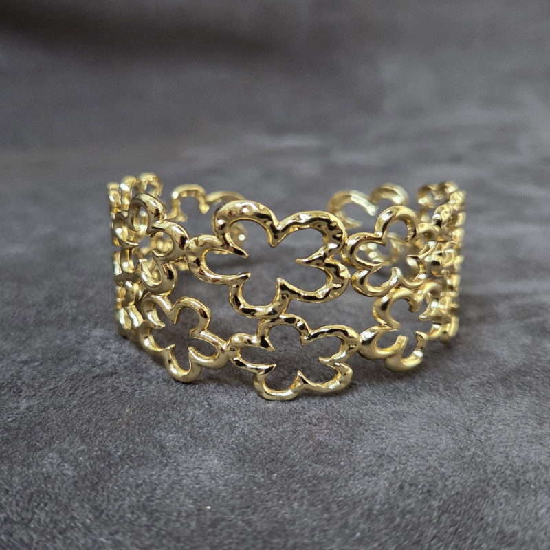 Bracelet manchette Fleurs ajourées