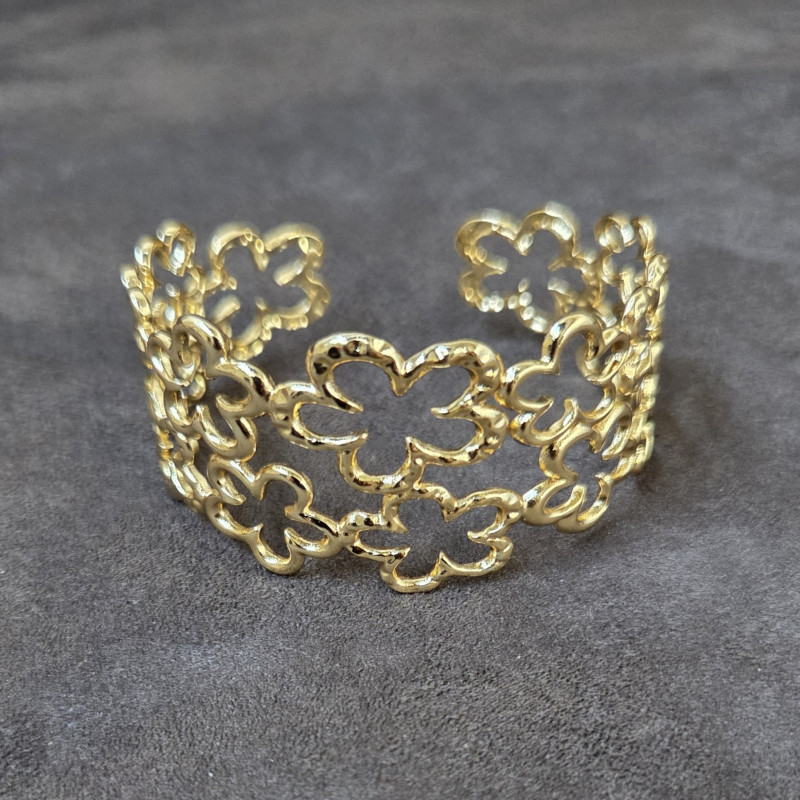 Bracelet manchette Fleurs ajourées