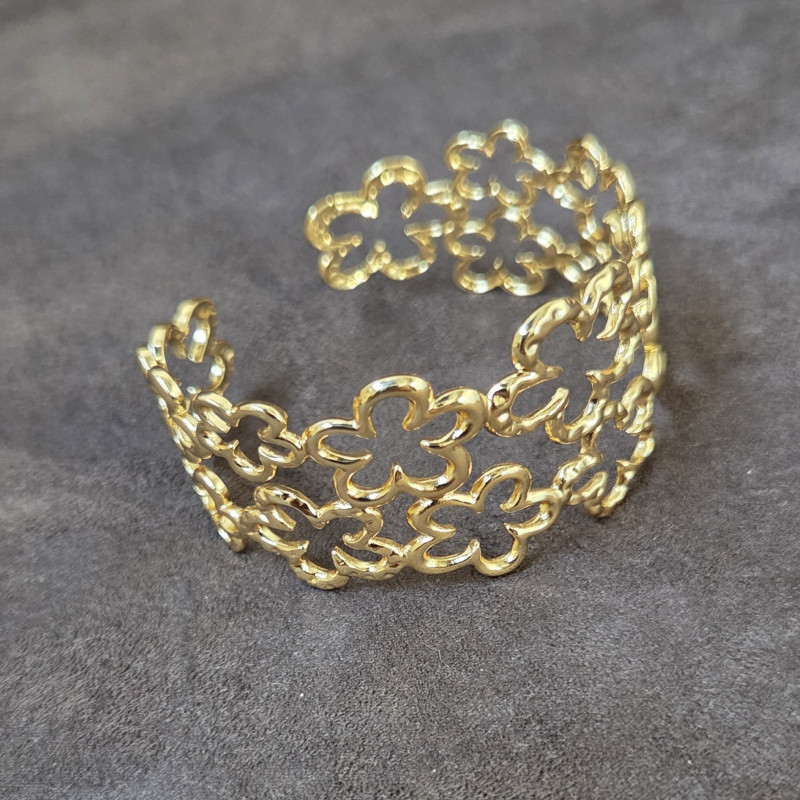Bracelet manchette Fleurs ajourées