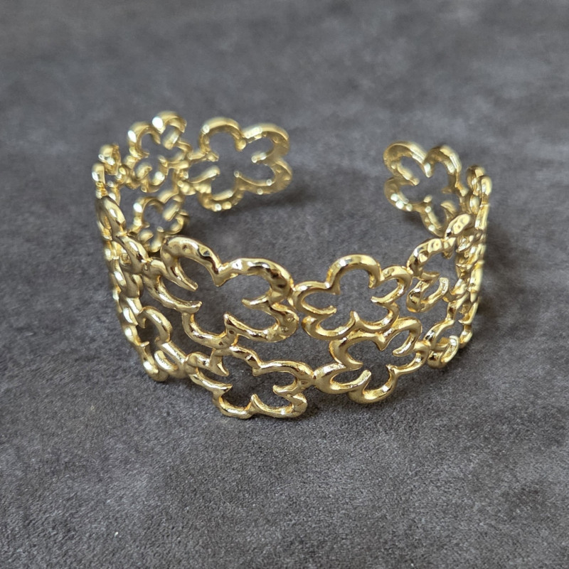Bracelet manchette Fleurs ajourées