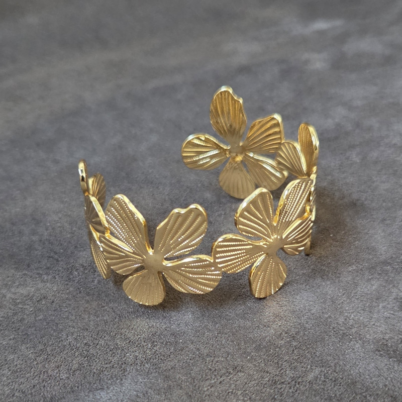 Bracelet manchette "Anémones"