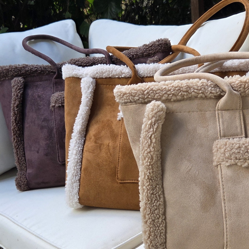Grand sac cabas beige écru