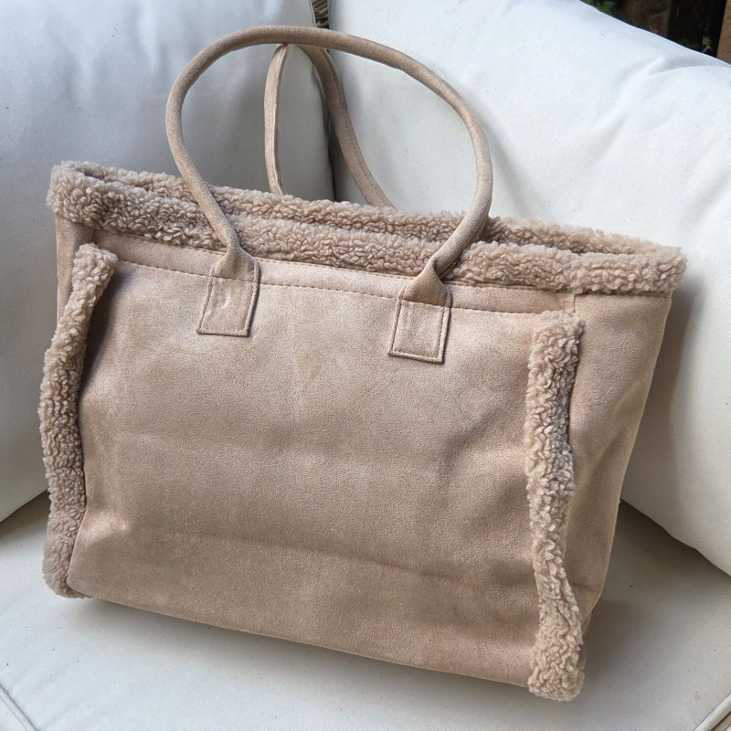 Grand sac cabas beige écru