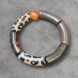Bracelet en résine, brun, léopard, orange