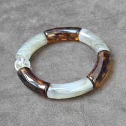 Bracelet en résine, gris et léopard