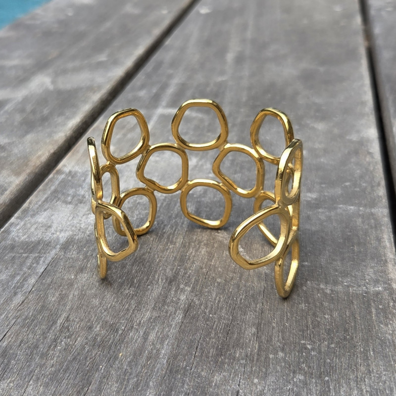 Bracelet manchette doré ajouré très élégant