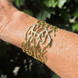 Bracelet manchette corail doré