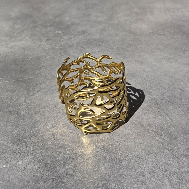 Bracelet manchette corail doré