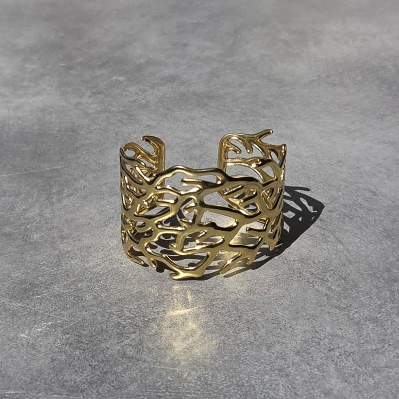 Bracelet manchette corail doré