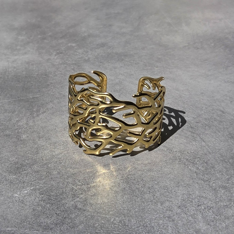 Bracelet manchette corail doré