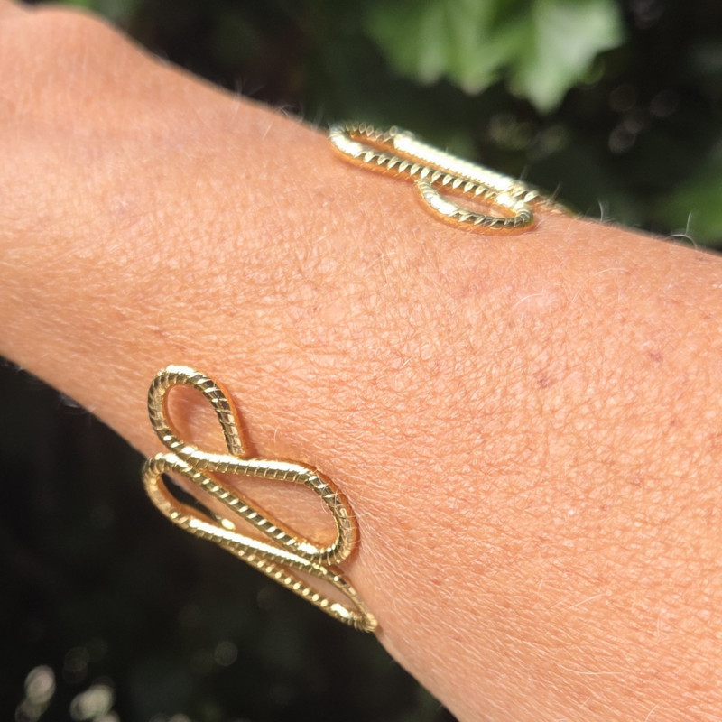 Bracelet manchette torsade doré