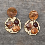 Boucle d'oreilles marron et or