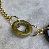 Collier anneaux olive, noir et doré