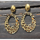 Boucles d'oreilles pendentif léopard ovale