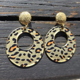 Boucles d'oreilles pendentif léopard rond
