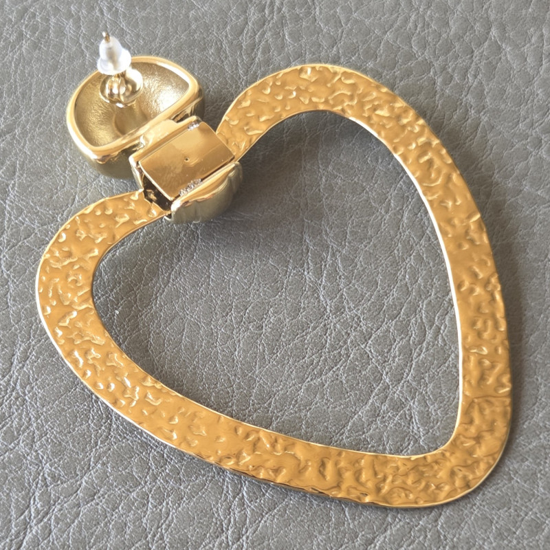 Boucles d'oreilles pendentif coeur martelé