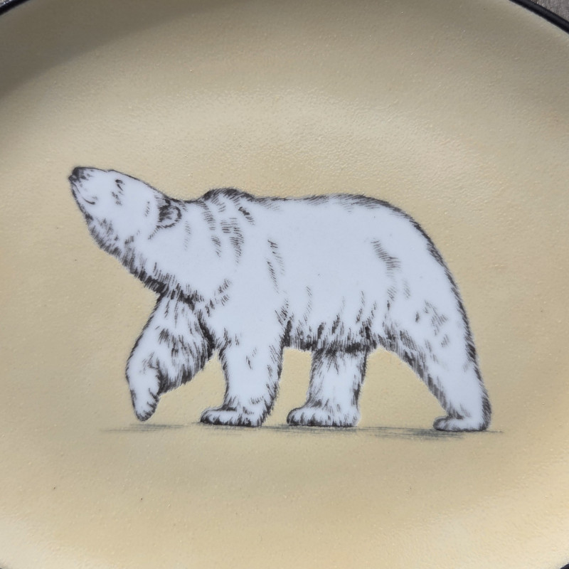 Petit plat ovale ours blanc, beige pâle