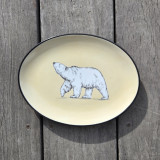 Petit plat ovale ours blanc, beige pâle