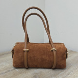 Sac barillet en daim, caramel