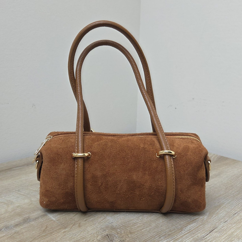 Sac barillet en daim, caramel