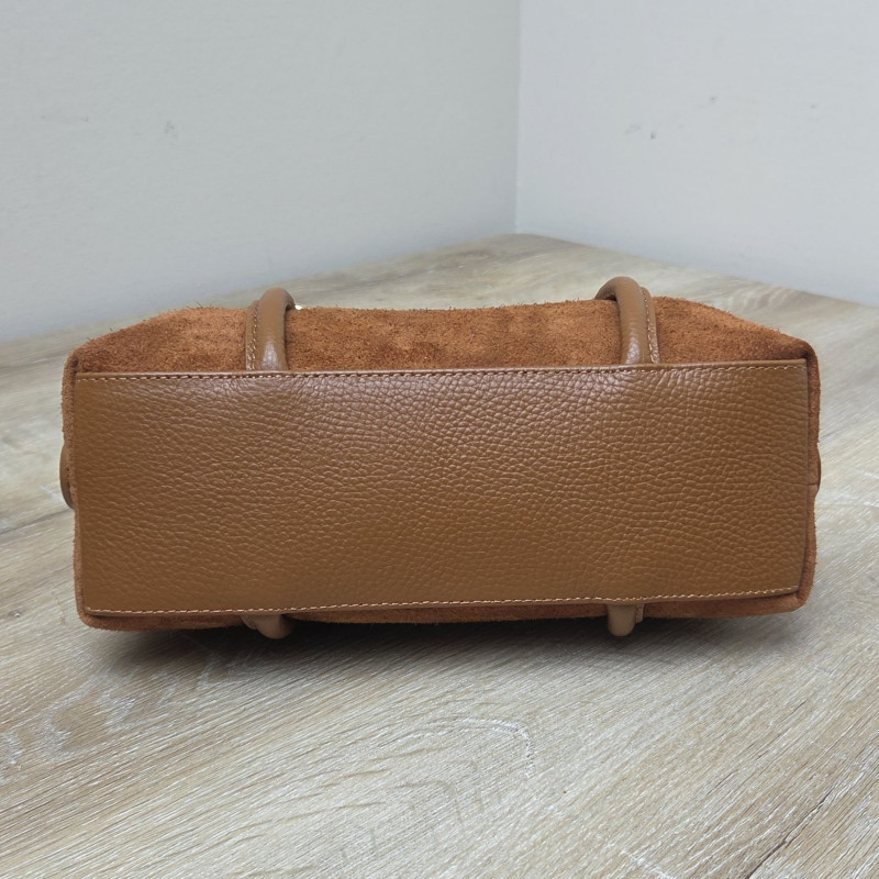 Sac barillet en daim, caramel