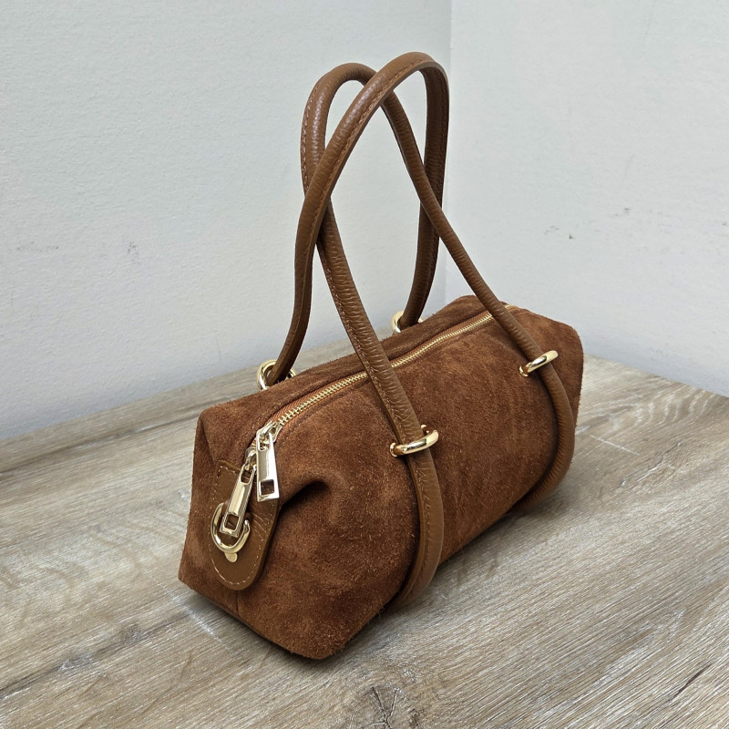 Sac barillet en daim, caramel