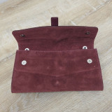 Sac/Pochette en daim et cuir, bordeaux