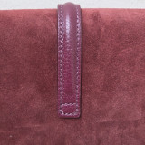 Sac/Pochette en daim et cuir, bordeaux