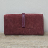 Sac/Pochette en daim et cuir, bordeaux