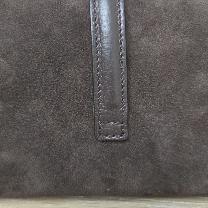 Sac/Pochette en daim et cuir, brun