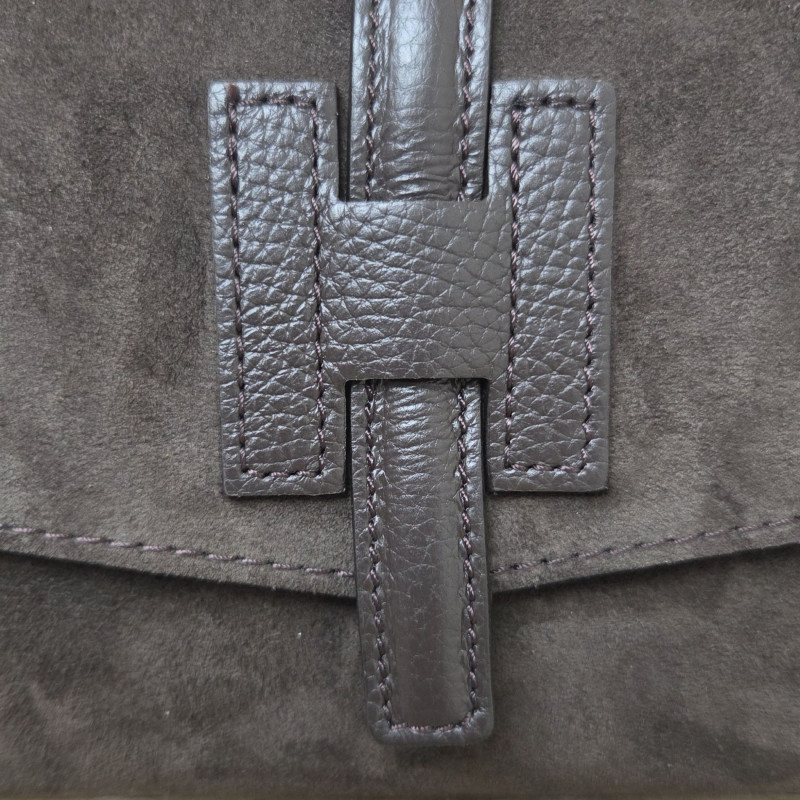 Sac/Pochette en daim et cuir, brun