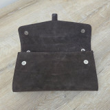 Sac/Pochette en daim et cuir, brun