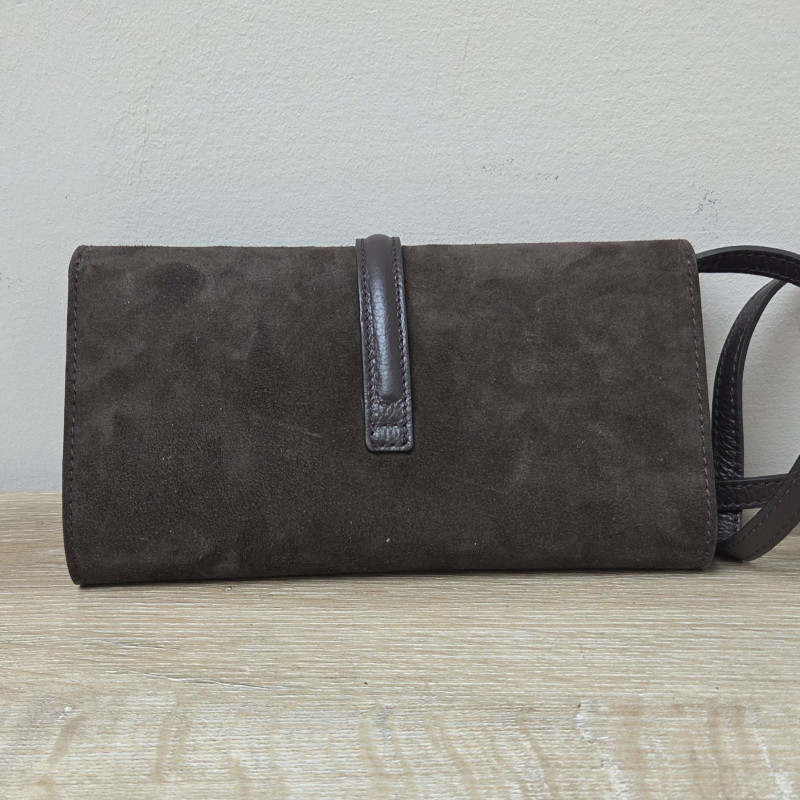 Sac/Pochette en daim et cuir, brun