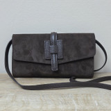 Sac/Pochette en daim et cuir, brun