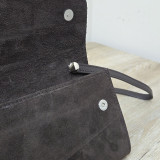 Sac/Pochette en daim et cuir, brun