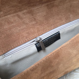 Sac/Pochette en daim et cuir, caramel