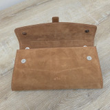 Sac/Pochette en daim et cuir, caramel