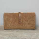 Sac/Pochette en daim et cuir, caramel
