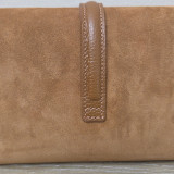 Sac/Pochette en daim et cuir, caramel