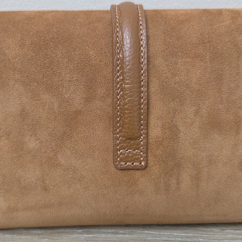 Sac/Pochette en daim et cuir, caramel