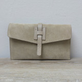 Mini Sac/Pochette en daim et cuir, beige clair