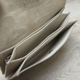 Mini Sac/Pochette en daim et cuir, beige clair