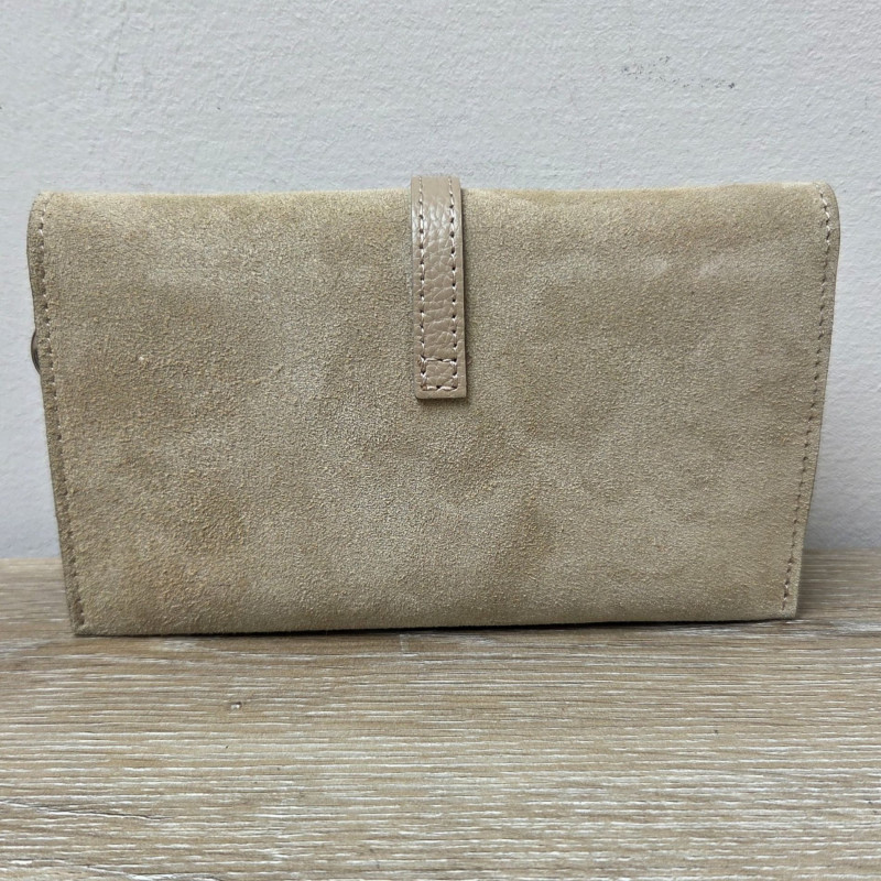 Mini Sac/Pochette en daim et cuir, beige clair