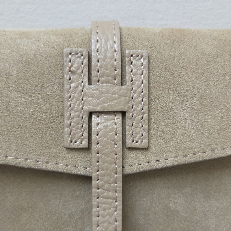 Mini Sac/Pochette en daim et cuir, beige clair