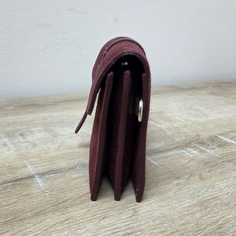 Mini Sac/Pochette en daim et cuir, bordeaux