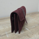 Mini Sac/Pochette en daim et cuir, bordeaux