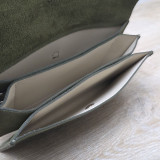 Mini Sac/Pochette en daim et cuir, vert kaki